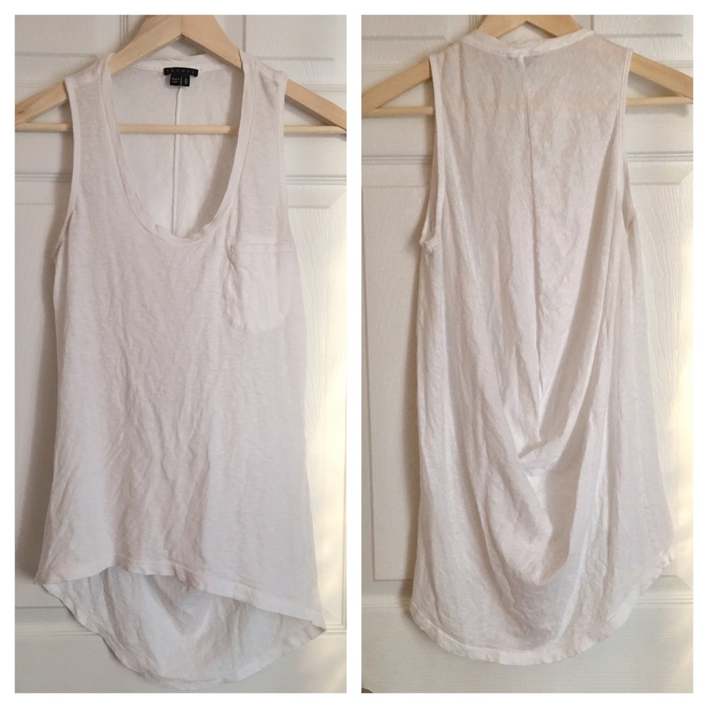 {Theory} Crisp 100% Peruvian Cotton Drape Tank Top - Picture 2 of 8